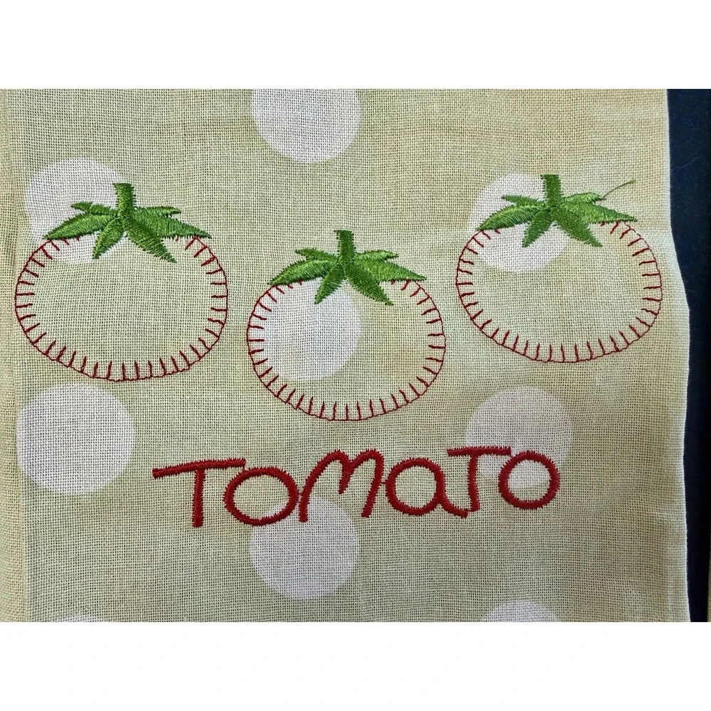 Baseball Kitchen Tea Towels Lot 3 Tomato Green Pepper Embroidered Cotton NOS